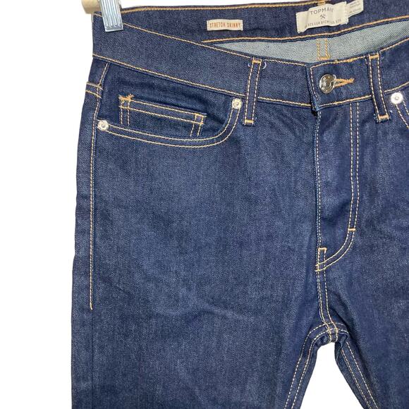 Topman Stretch Skinny Jeans Men's Button Fly Dark Wash 32X29 Short Inseam Denim - Picture 12 of 15